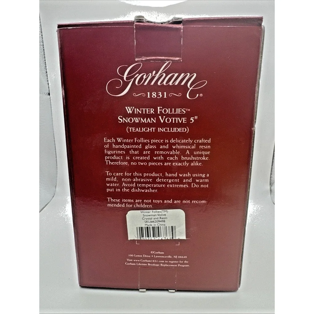 Gorham Winter Follies Snowman Votive‎ Candleholder 5" Christmas Handpainted NIB - Picture 2 of 5